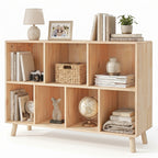 Pine Wood 7 Cube Bookshelf, 45.0'L x 28.5' H Storage Organizer for Books/Toys/Home, Modern Wooden Bookcase for Home/Office | 