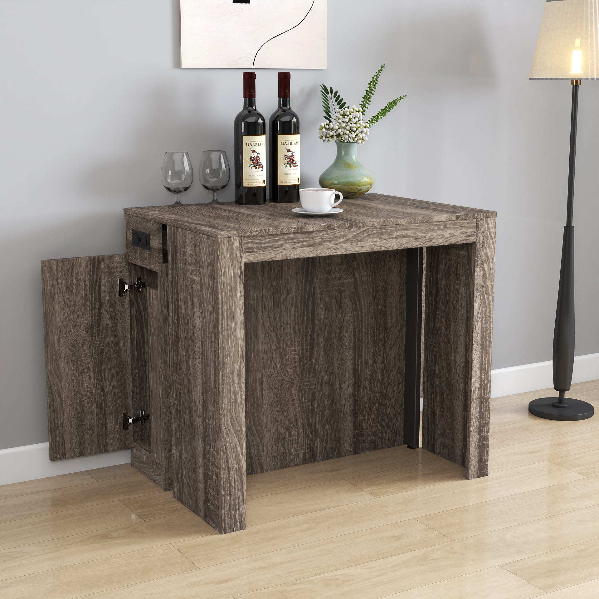 Modern Multifunctional Extendable Dining Table with Outlet, Space Saving Expanding Table with Storage for Party, Weddings, Meetings, Celebrations - Grand Goldman Shop