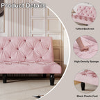 Sofa to Sofa Bed Transformation: 66' Pink Velvet Sofa Bed, Ideal for Family Living Rooms, Apartments & Bedrooms - Grand Goldman Shop