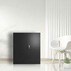 Metal Storage Cabinet with 2 Doors and 2 Shelves, Lockable Steel Storage Cabinet for Office, Garage, Warehouse | Premium Home