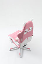 Cat Ears Pink Gaming Chair - Pink PU Leather Ergonomic Reclining Office Chair with Footrest, 310lb Capacity, 6-Position Recli