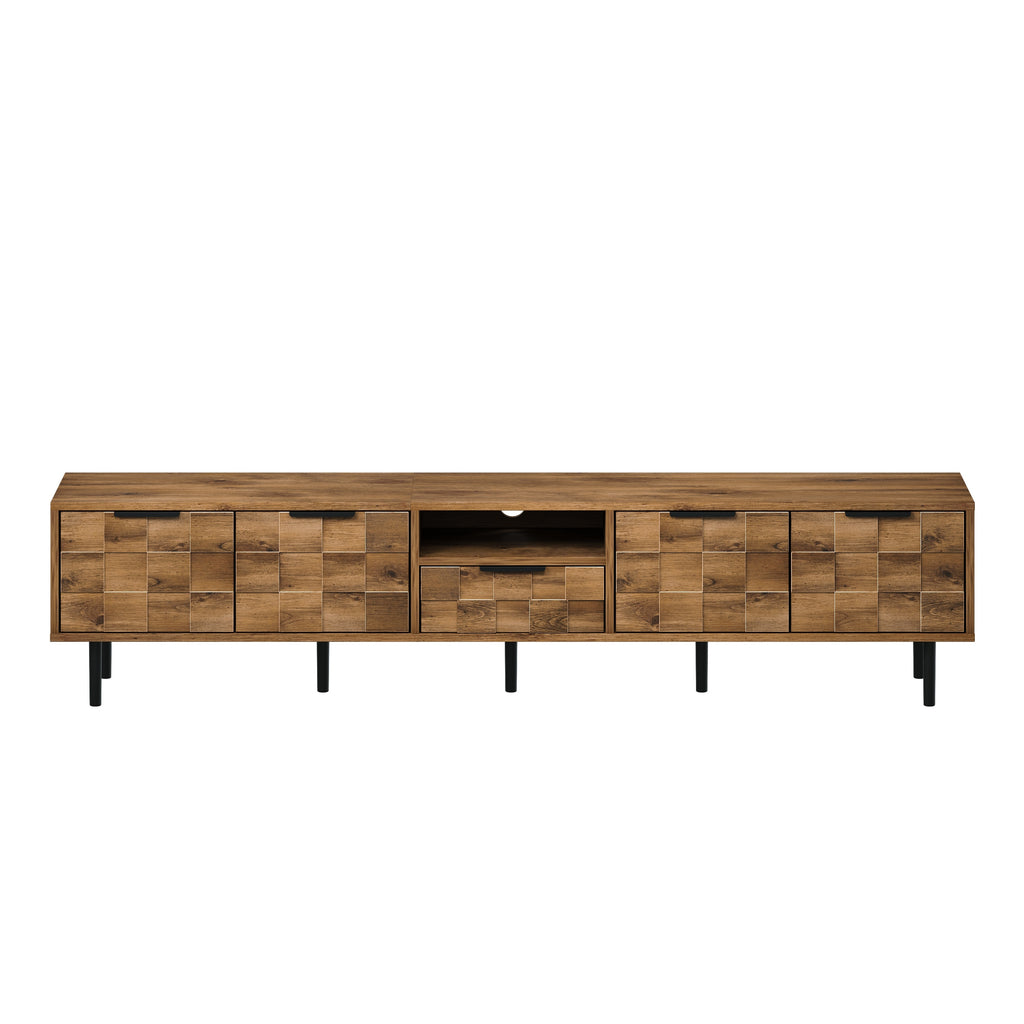Natural Wood TV Stand for 85 75 65 Inch TV, L-Shaped Handle Entertainment Console with Storage, 78' Long - Grand Goldman Shop