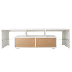 Modern White TV Stand, 20 Colors LED TV Stand w/Remote Control Lights - Grand Goldman Shop