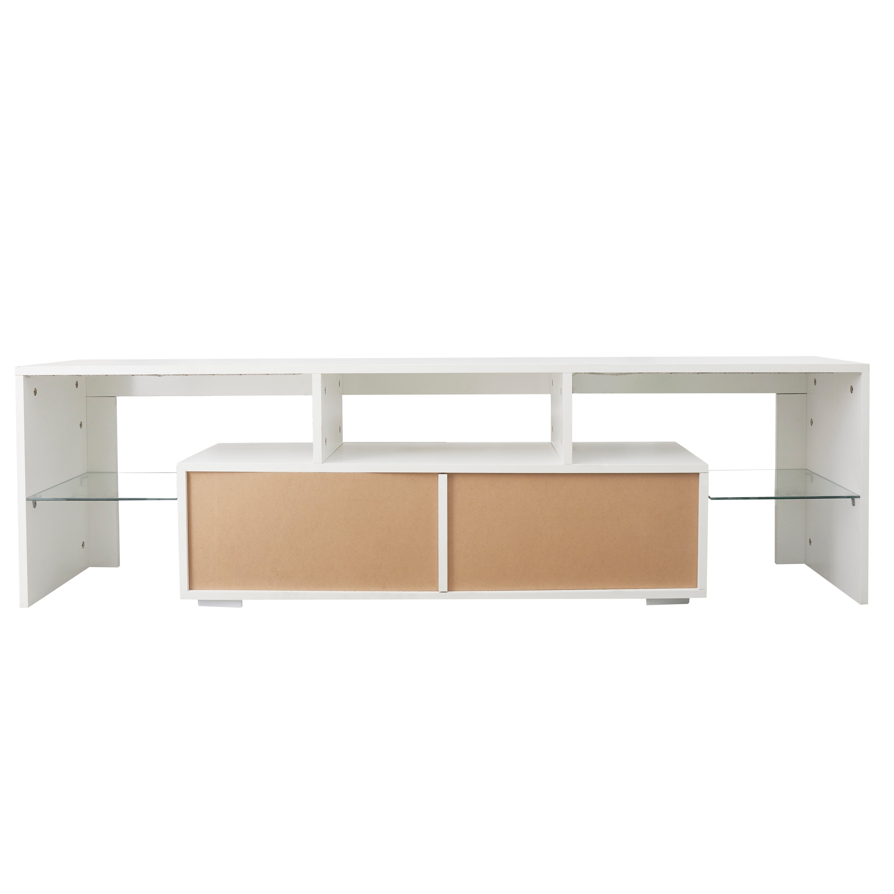 Modern White TV Stand, 20 Colors LED TV Stand w/Remote Control Lights - Grand Goldman Shop