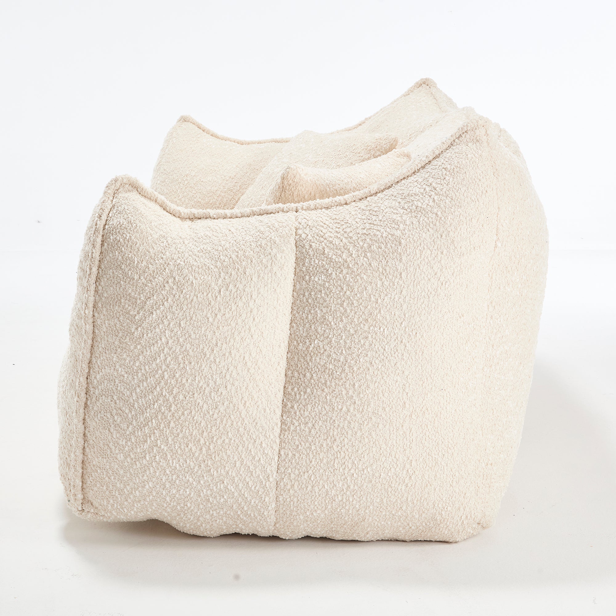 Comfortable Dual Beanbag Chair with High Resilience Foam Core for Two People in Beige Chenille - Grand Goldman Shop