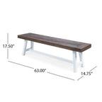 Tranquilizer Outdoor Acacia Wood Bench with Slat Panel Design, Dark Brown and White - Grand Goldman Shop
