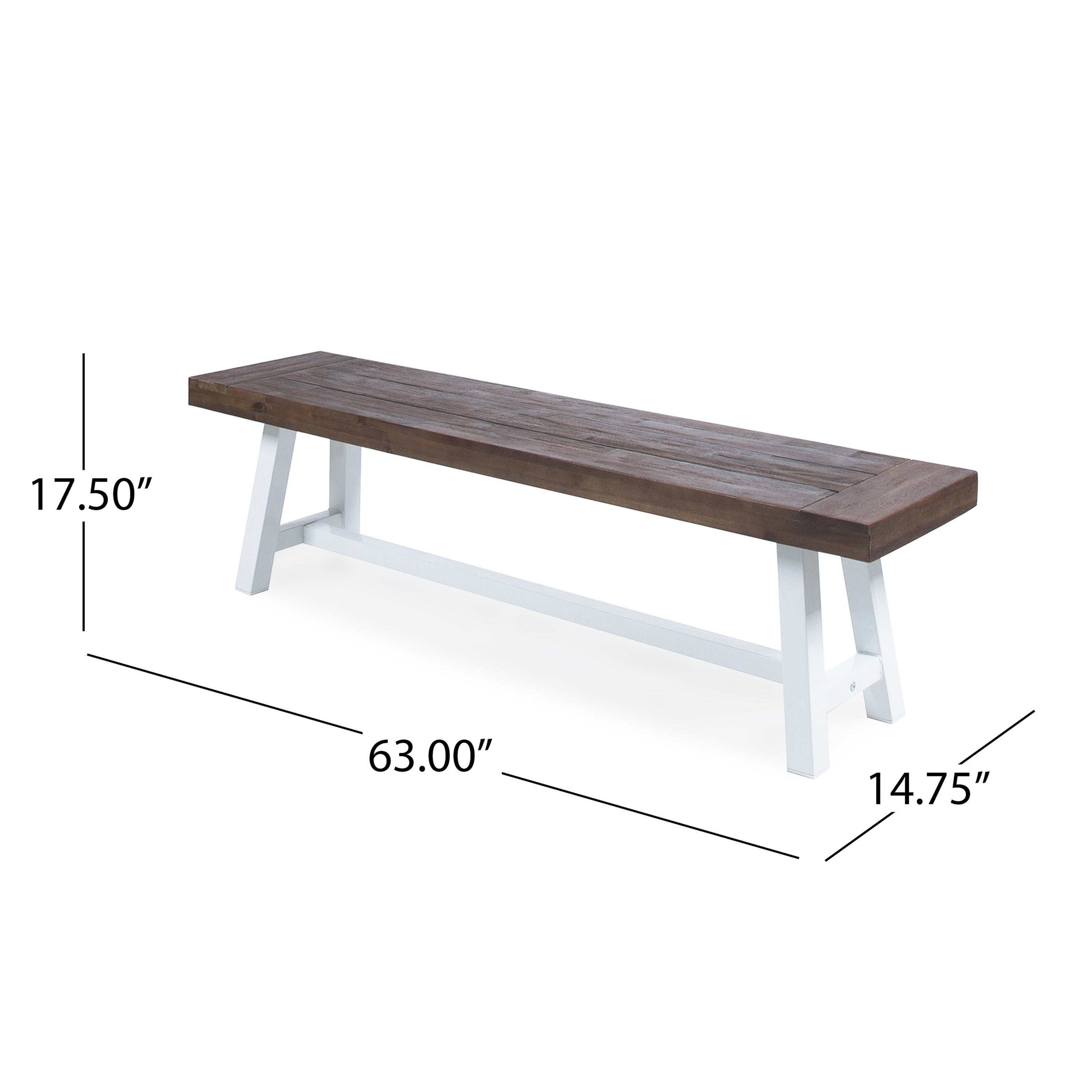 Tranquilizer Outdoor Acacia Wood Bench with Slat Panel Design, Dark Brown and White - Grand Goldman Shop