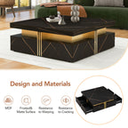 Modern Black Square Storage Coffee Table With 4 Drawers - Grand Goldman Shop