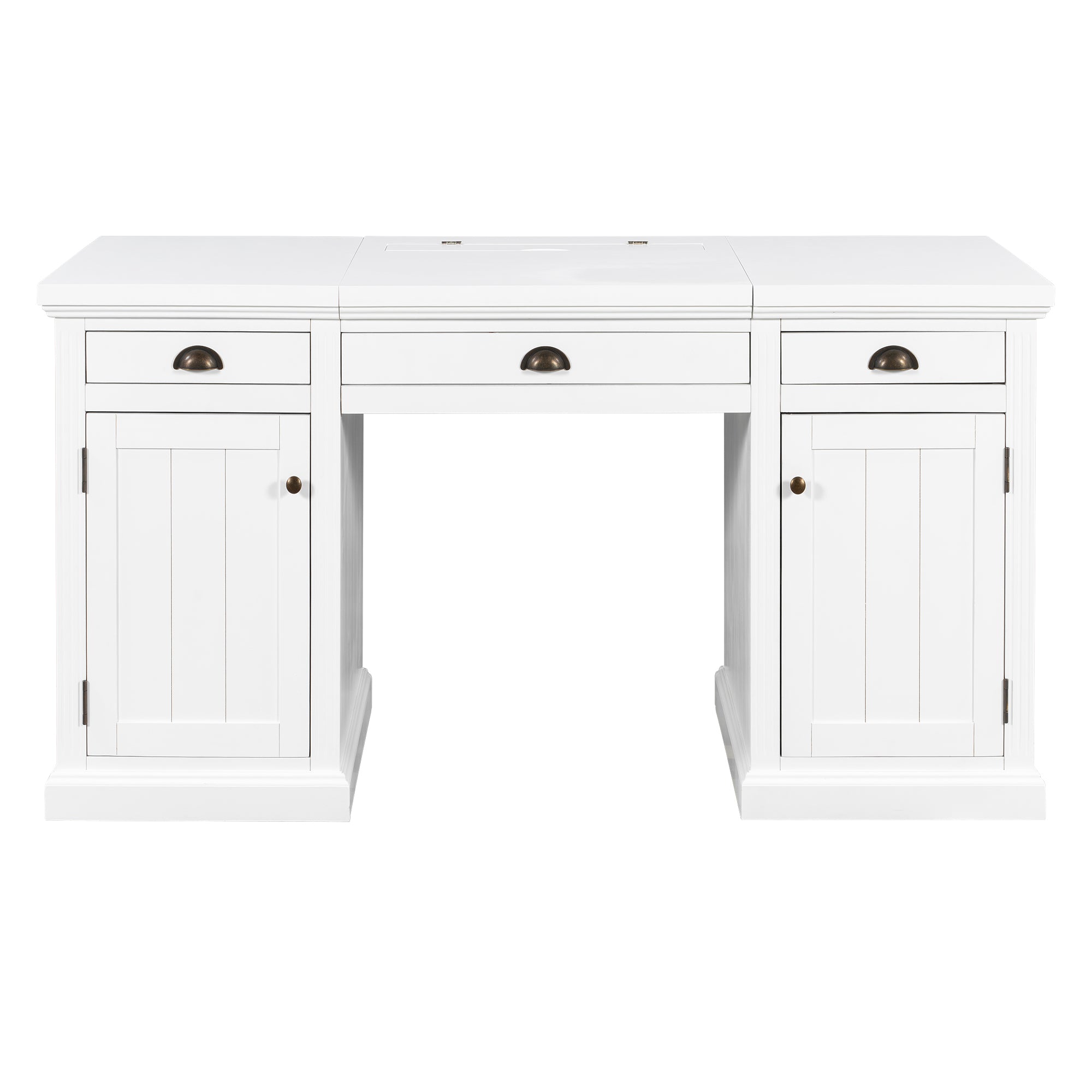 67' Modern Executive Desk,Computer Desk with 2 Wooden Doors Storage Cabinet and 3 Drawers, Rectangle Home Office Desk  ,Readi