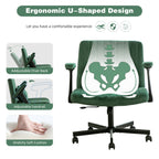 Green Velvet Criss Cross Armrest Office Chair with Wheels - Modern for Home Office, Meditation & Creative Work - Grand Goldma