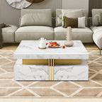 Modern White Square Storage Coffee Table with 4 Drawers - Grand Goldman Shop