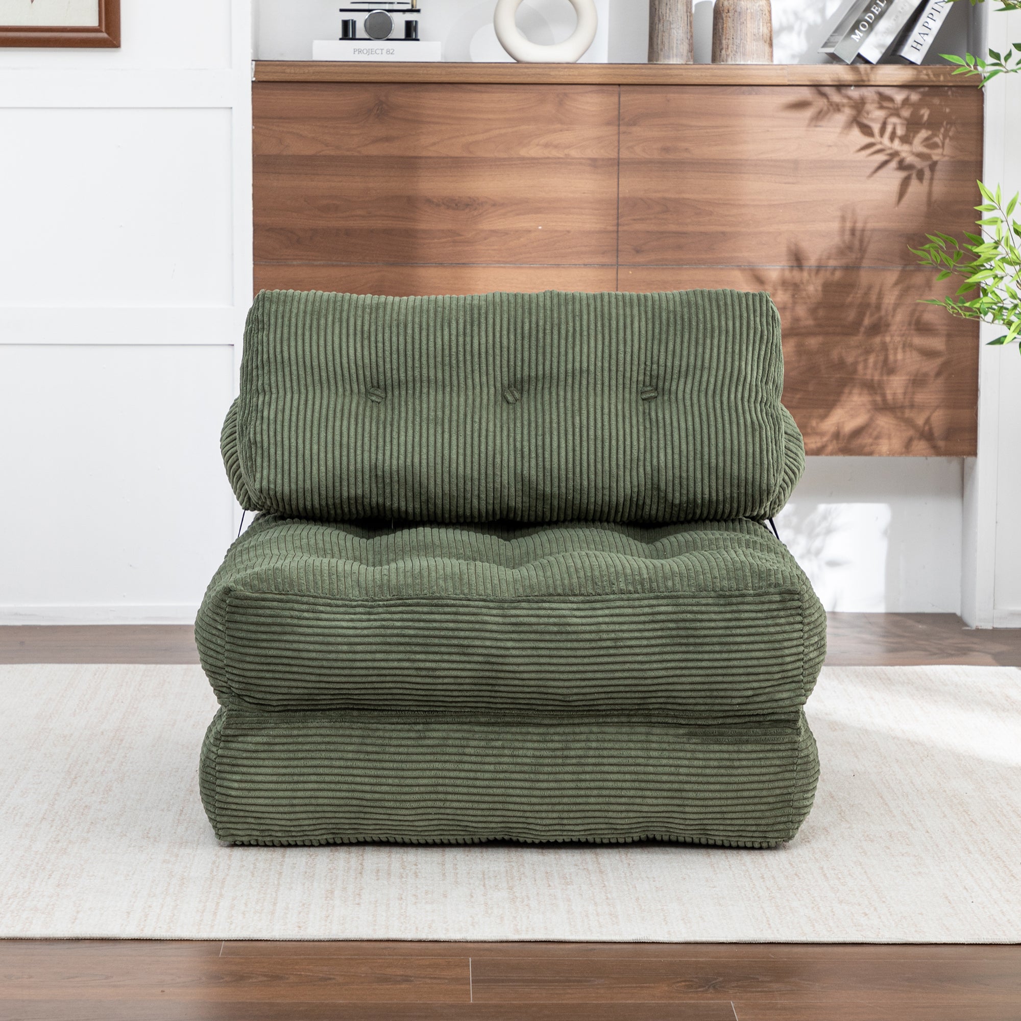 Folding Sofa Bed, Convertible Sleeper Chair with Pillow Foldable Mattress with Back Support, Portable Fold Out Chair Bed Comfy Floor Sofa Lounge for Living Room Bedroom, Green, Single - Grand Goldman Shop