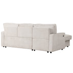 U_STYLE Upholstery Sleeper Sectional Sofa with Storage Space, USB port, 2 cup holders on Back Cushions(same sku; WY000335AAA) - Grand Goldman Shop