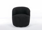 Teddy Fabric Swivel Accent Armchair Barrel Chair With Black Powder Coating Metal Ring,Black - Grand Goldman Shop