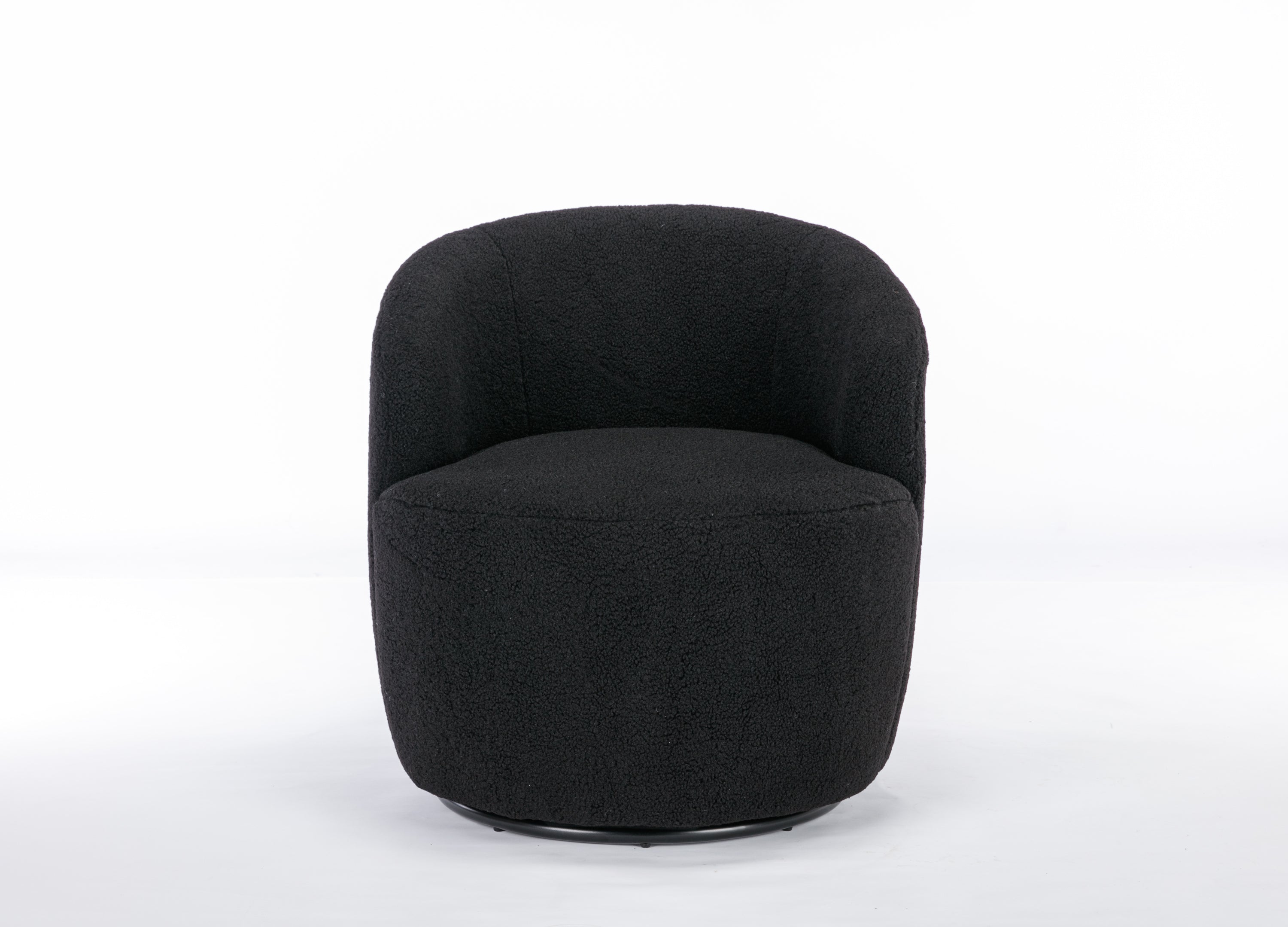 Teddy Fabric Swivel Accent Armchair Barrel Chair With Black Powder Coating Metal Ring,Black - Grand Goldman Shop