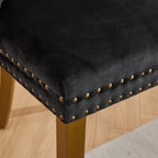 Mid-Century Modern Chairs with Lion Head Pull Ring,High-end Tufted Solid Wood Contemporary Velvet Upholstered Dining Chair with Golden Wooden Legs Nailhead Trim 2-Pcs Set,Black,SW1201BK - Grand Goldman Shop