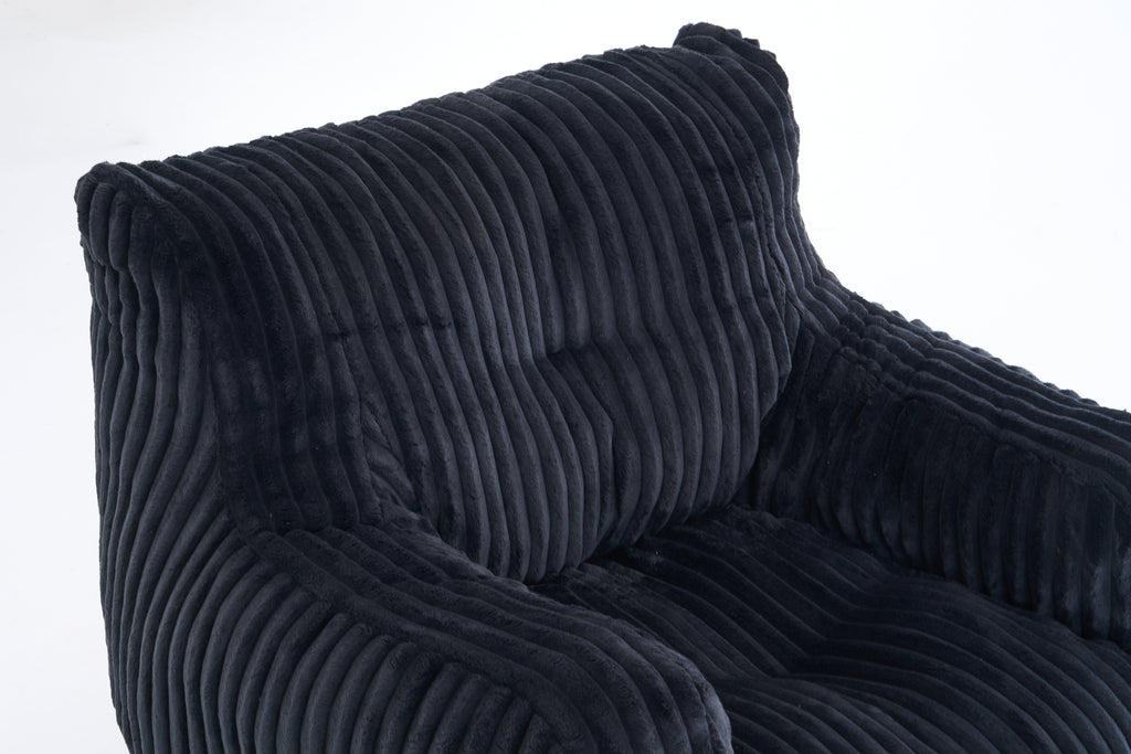 010-Soft Fluffy Corduroy Fabric Bean Bag Chair Filled With Memory Sponge,Black - Grand Goldman Shop