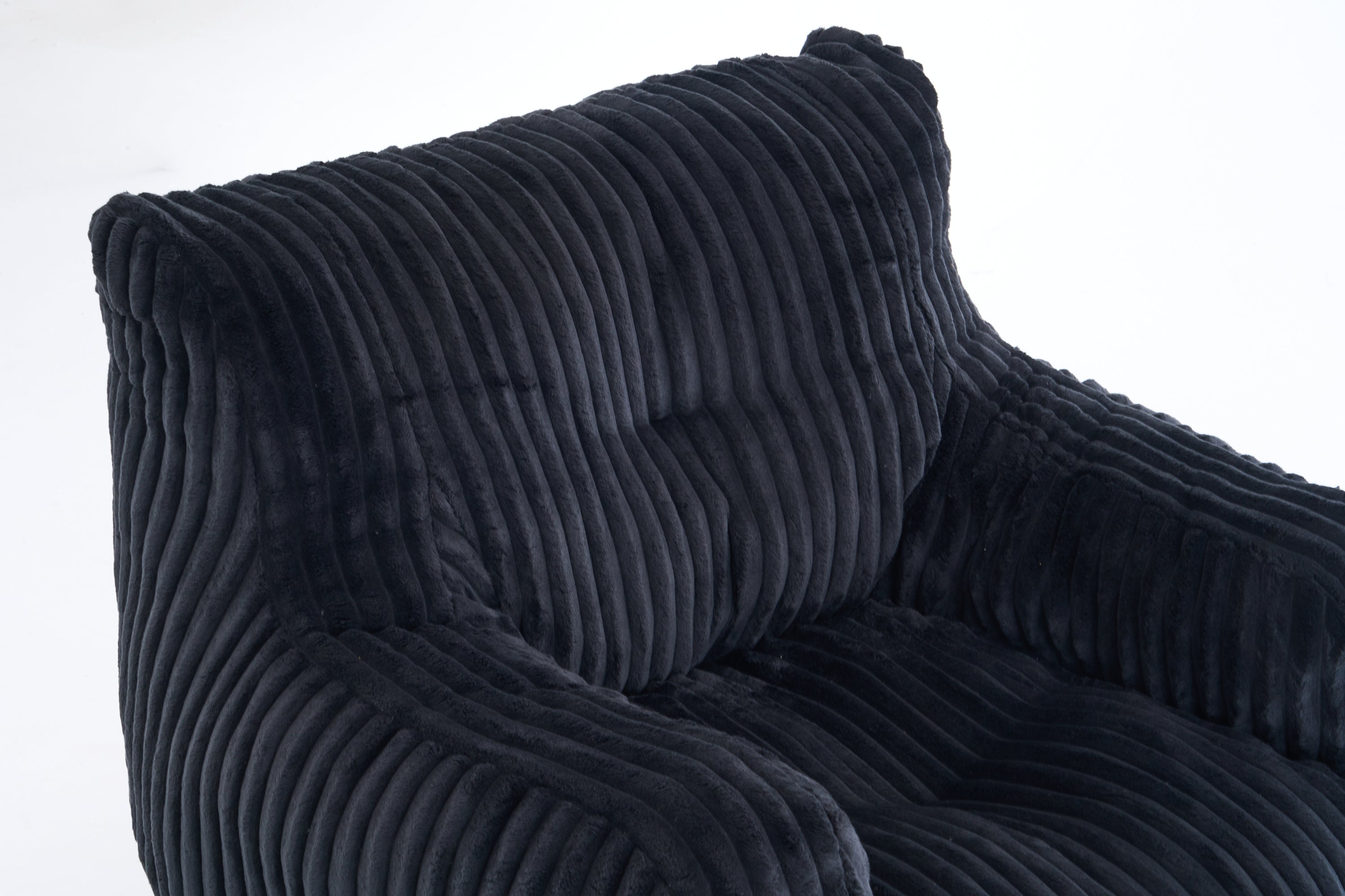 010-Soft Fluffy Corduroy Fabric Bean Bag Chair Filled With Memory Sponge,Black - Grand Goldman Shop