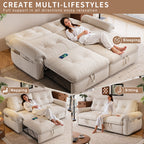 W3820S00024, a 77-inch convertible sofa bed, and a 2-in-1 piece suitable for both sitting and lying. Made of cloud-like fabric, it is applicable to living rooms, bedrooms and apart - Grand Goldman Shop