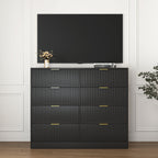Modern 8 Drawers Dresser Chests for Bedroom,47.2' Wide Wood Chest of Drawers with Gold Metal Handle,Drawer Organizer for Bedroom,Living Room,Hallway and Entryway,Black - Grand Goldman Shop