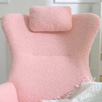 Rocking Chair Nursery, Teddy Upholstered Rocker Glider Chair with High Backrest, Adjustable Headrest & Pocket, Comfy Glider Chair for Nursery, Bedroom, Living Room, Offices, Rubber wood, pink - Grand Goldman Shop
