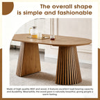 Wooden Dining Table, Flexible and Extendable, Multi-functional and Space-saving, Fashionable Oval Design and Slatted Table Legs, Tea Table or Office Desk, Beautiful and Practical - Grand Goldman Shop