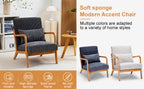 Mid-Century Modern Accent Chair with Pillow Upholstered Arm Chair in Beige Polyester and Solid Wood Frame (beige) - Grand Goldman Shop