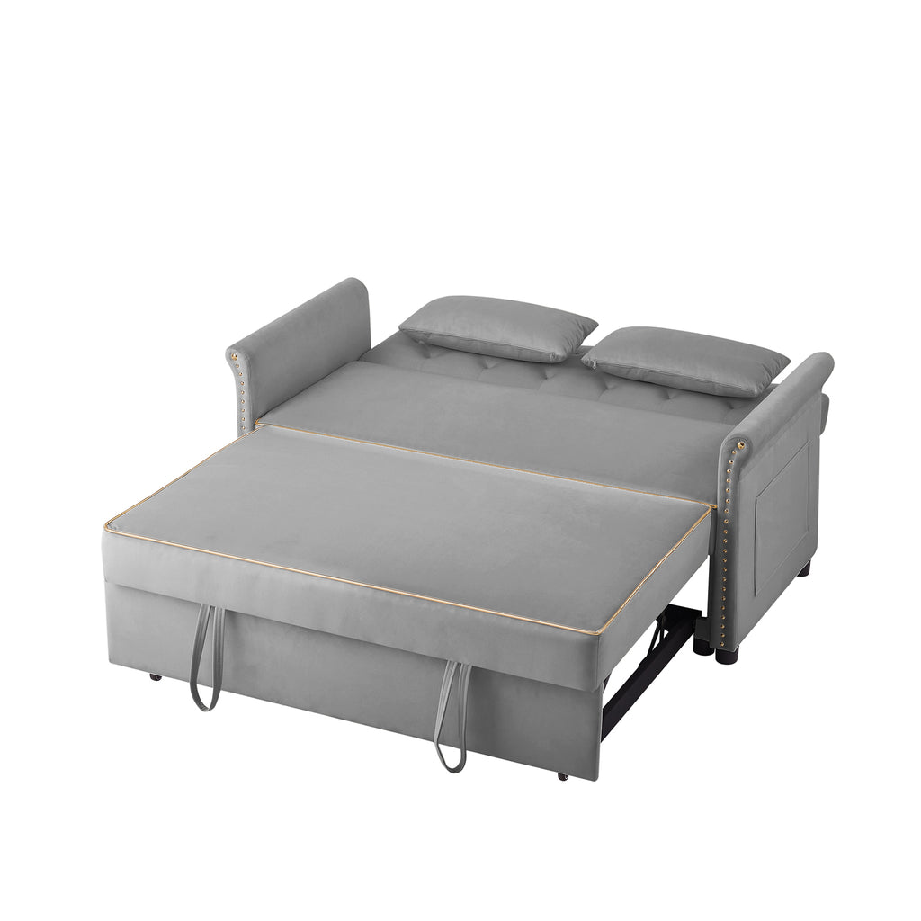 Grey Velvet Sleeper Sofa Bed - Grand Goldman Shop