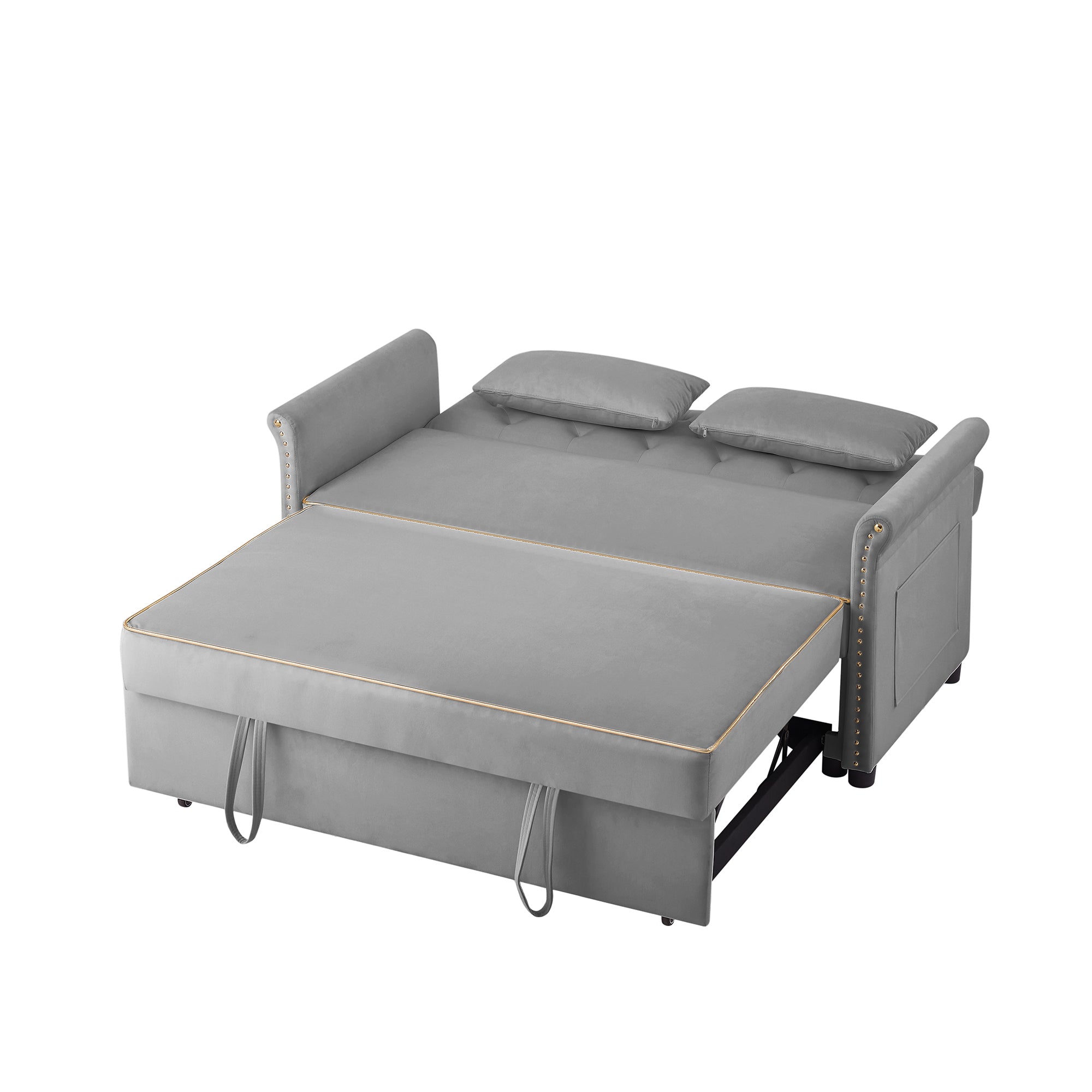 Grey Velvet Sleeper Sofa Bed - Grand Goldman Shop
