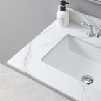 Montary 31inch bathroom vanity top stone carrara gold  new style tops with rectangle undermount ceramic sink  and back splash with 3 faucet hole  for bathrom cabinet - Grand Goldman Shop