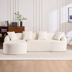 Boneless L-Shape Sectional Sofa with Curved Chaise,White Modular Chenille Compression Couch,30D High-Density Foam,Minimalist Modular Couches Sleeper for Living Room Bedroom Apartment Lounge. - Grand Goldman Shop