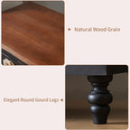 Vintage Farmhouse End Table with Floral Knobs – 19' Rustic Nightstand with 3 Drawers Gourd Legs,Bedside or Sofa Accent Table, Almost Fully Assembled, Black - Grand Goldman Shop