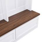 Farmhouse 4-in-1 Hall Tree with Wood Grain Bench, Mudroom Versatile Coat Rack with 2 Large Drawer, Entrance Organizer for Hallway, Living Room, White, 55.9'W (OLD SKU: N721P313099K) - Grand Goldman Shop