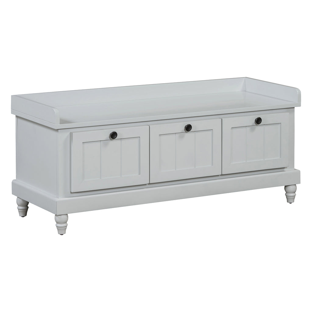 TREXM Classic Shoe Bench with Cushion and Three Drawers, Fluted Entryway Bench with Storage for Living Room, Entryway, and Hallways (Light Gray, OLD SKU: N715P207812E ) - Grand Goldman Shop