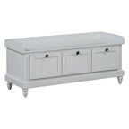 TREXM Classic Shoe Bench with Cushion and Three Drawers, Fluted Entryway Bench with Storage for Living Room, Entryway, and Hallways (Light Gray, OLD SKU: N715P207812E ) - Grand Goldman Shop