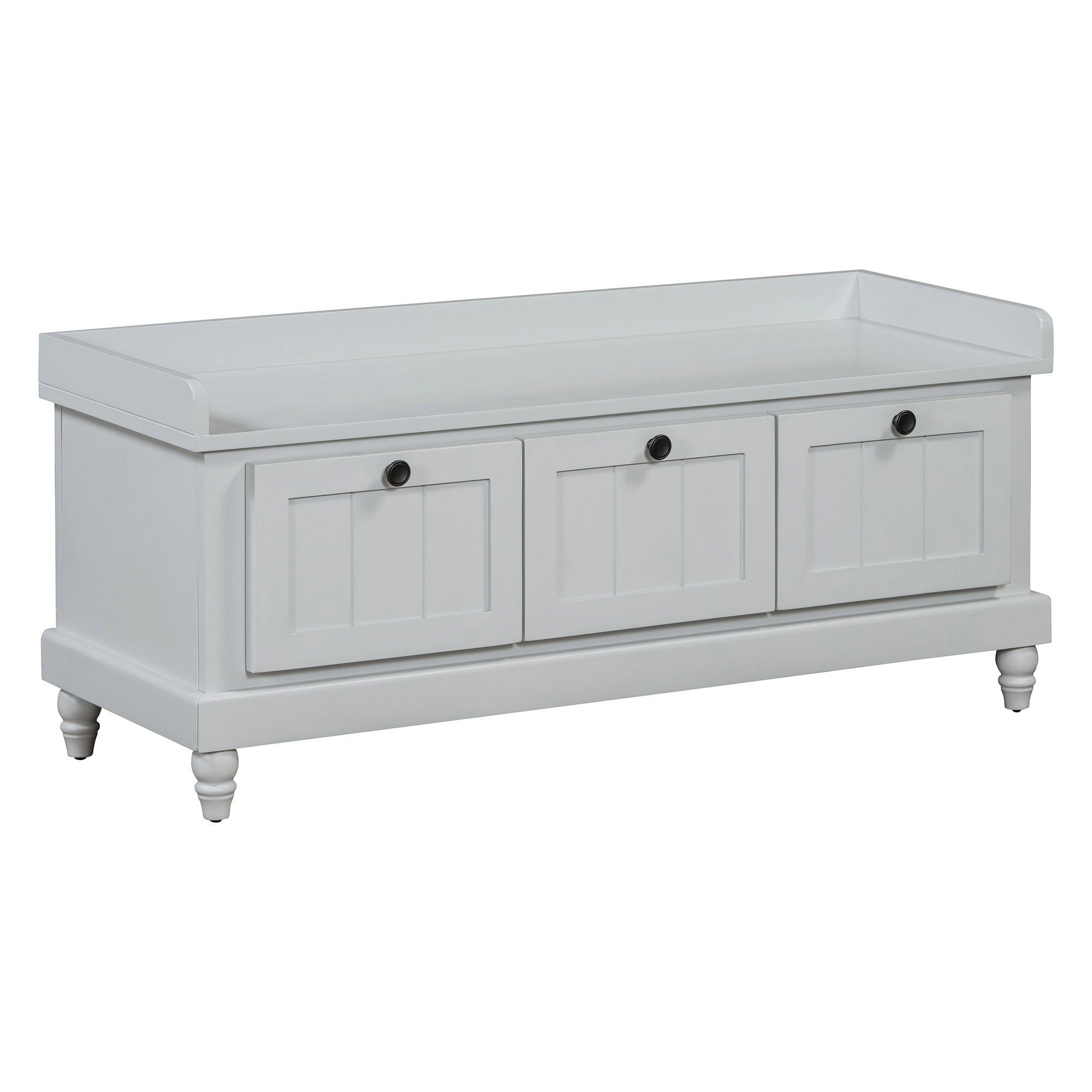 TREXM Classic Shoe Bench with Cushion and Three Drawers, Fluted Entryway Bench with Storage for Living Room, Entryway, and Hallways (Light Gray, OLD SKU: N715P207812E ) - Grand Goldman Shop