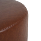 Upholstered Round Ottoman,PU Leather,Brown - Grand Goldman Shop