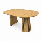 Wooden Dining Table, Flexible and Extendable, Multi-functional and Space-saving, Fashionable Oval Design and Slatted Table Legs, Tea Table or Office Desk, Beautiful and Practical - Grand Goldman Shop