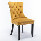 Nikki Collection Modern, High-end Tufted Solid Wood Contemporary Velvet Upholstered Dining Chair with Wood Legs Nailhead Trim 2-Pcs Set,Gloden, SW2001GL - Grand Goldman Shop