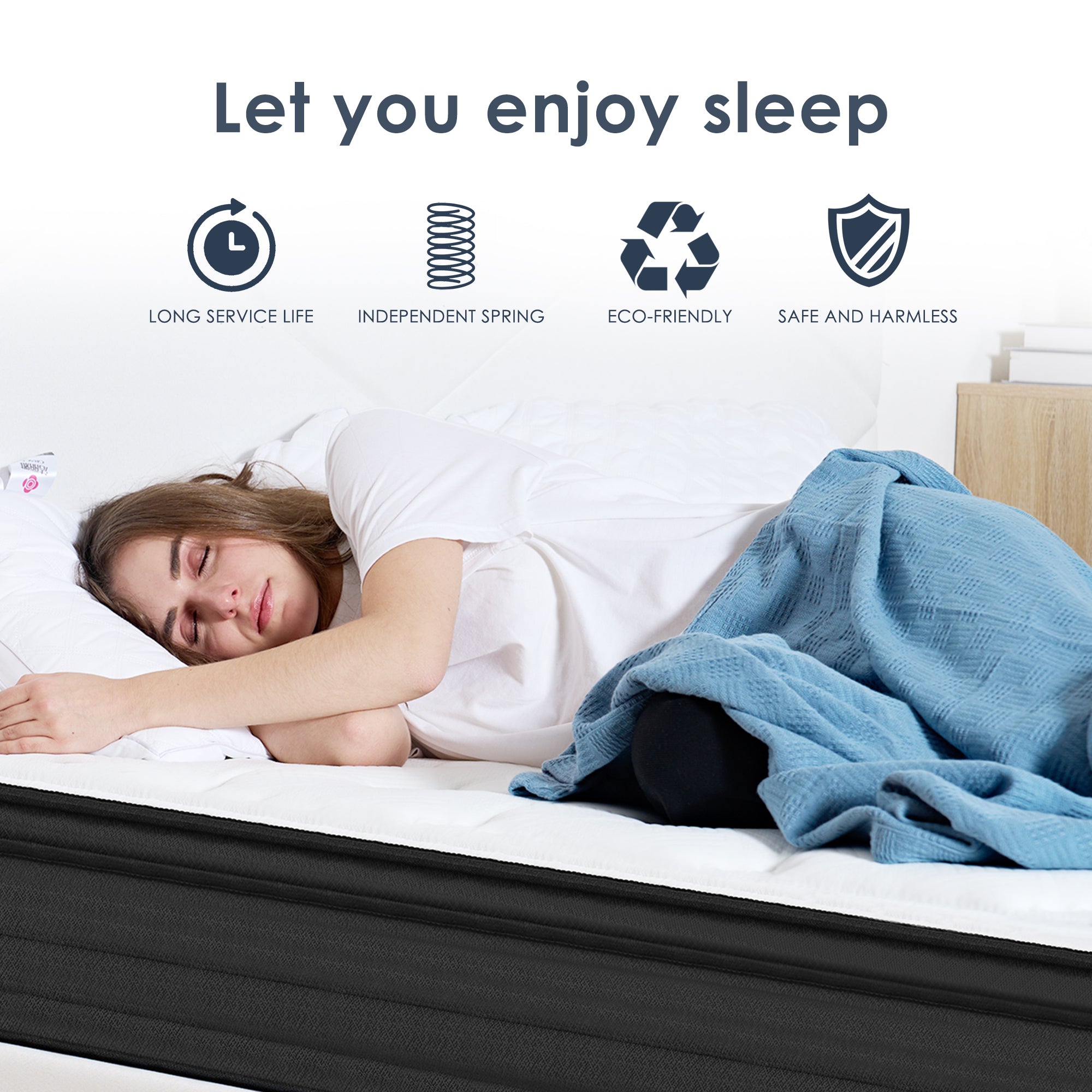 Queen Size Mattress,12 Inch Hybrid Mattress, Individually Pocketed Innerspring, Medium Firm - Grand Goldman Shop