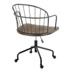 Adjustable Office Chair in Black Metal and Dark Walnut Wood - Grand Goldman