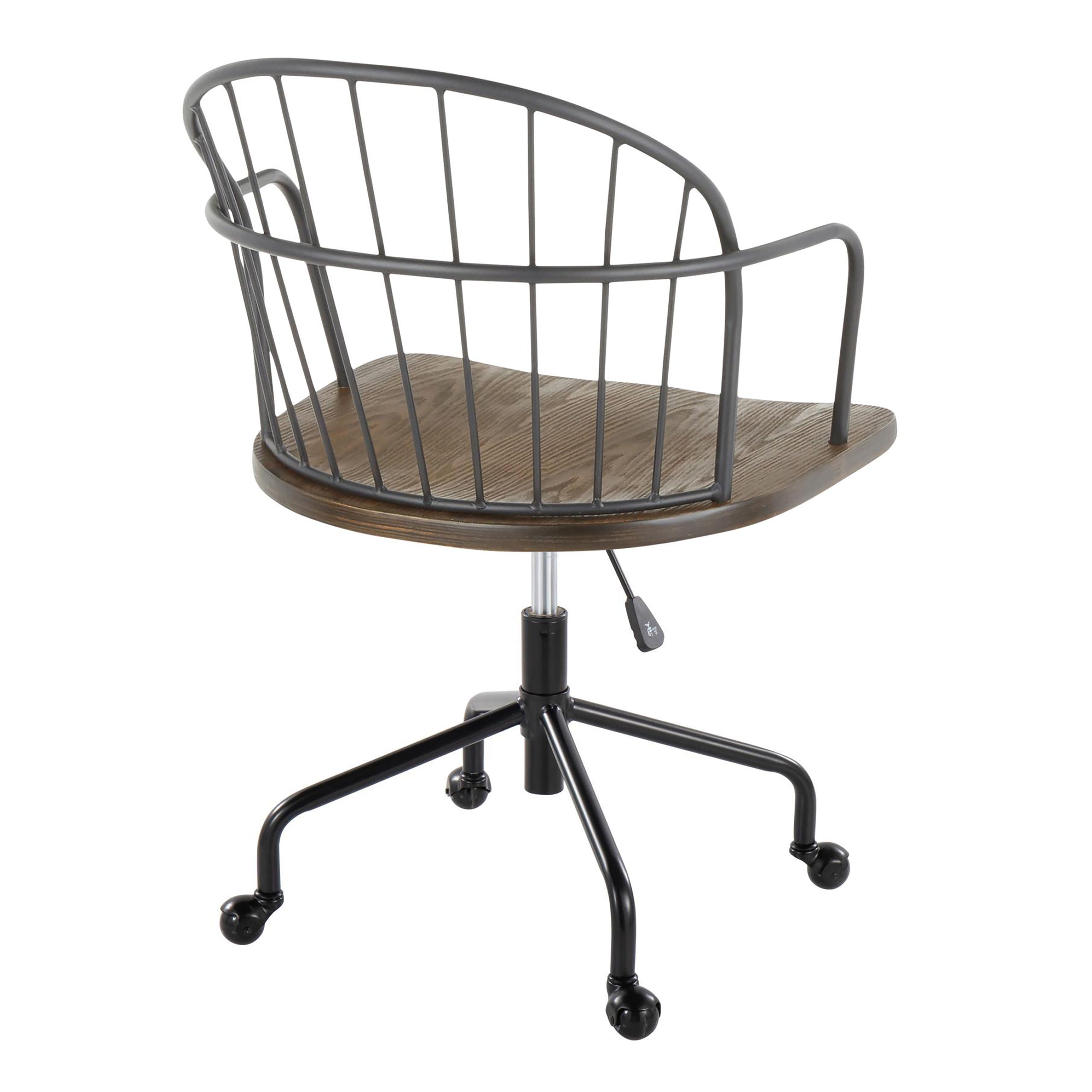 Adjustable Office Chair in Black Metal and Dark Walnut Wood - Grand Goldman