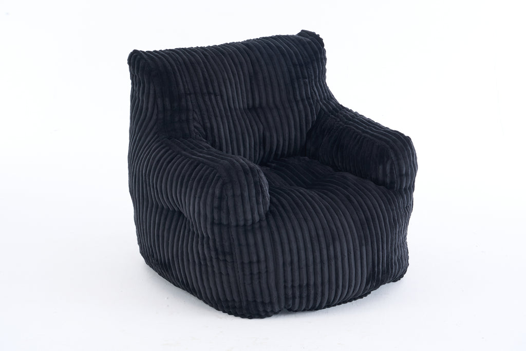 010-Soft Fluffy Corduroy Fabric Bean Bag Chair Filled With Memory Sponge,Black - Grand Goldman Shop