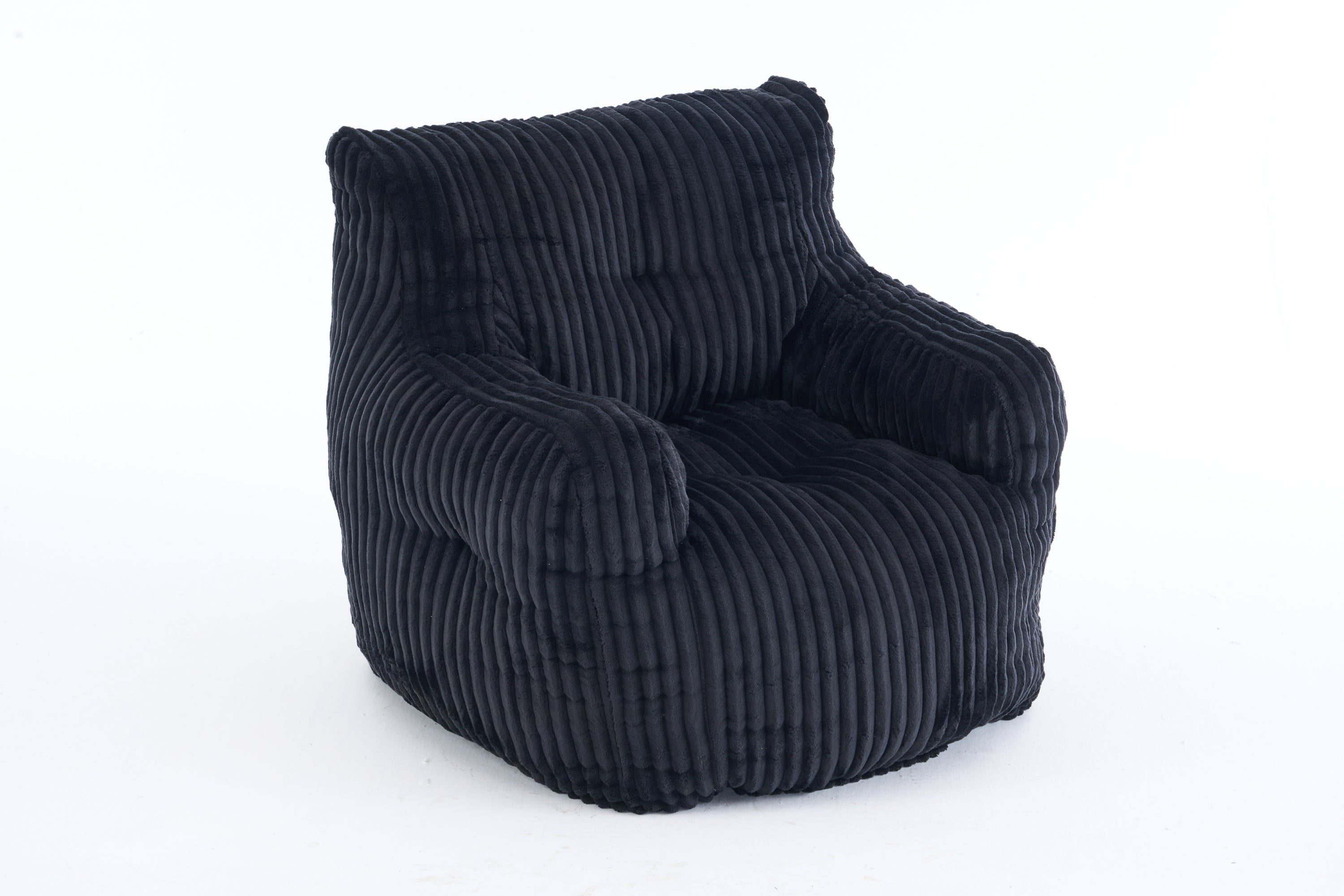 010-Soft Fluffy Corduroy Fabric Bean Bag Chair Filled With Memory Sponge,Black - Grand Goldman Shop