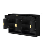 U-Style Farmhouse Sideboard with 3 Drawers & 4 Doors,59.1' Multi-Functional Storage Buffet with Adjustable Shelf and Open Storage Compartments, Suitable for Dining Room, Living Room, Entryway. - Grand Goldman Shop