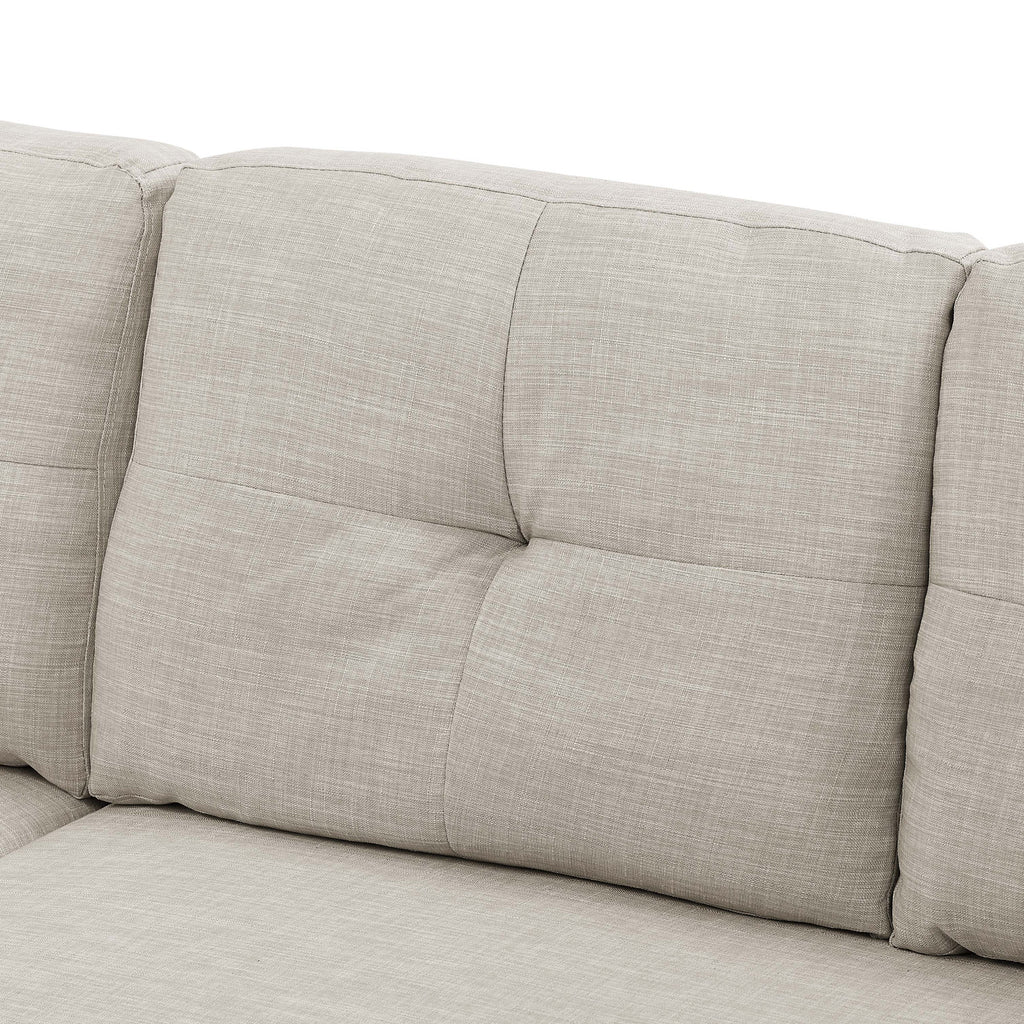76.5' Linen Blend Upholstered Sectional with Pull-Out Bed and Chaise Storage - Grand Goldman Shop