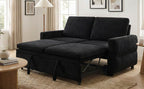Black Convertible Sofa Bed Loveseat with Adjustable Backrest and USB Ports, 62.75' Chenille Upholstered Couch for Living Room or Small Space - Grand Goldman Shop