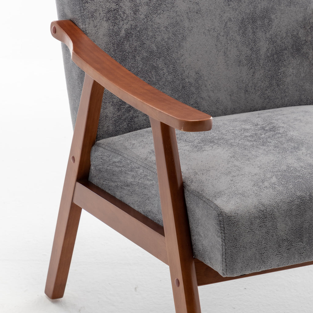 Mid-Century Modern Wingback Accent Chair with Solid Wood Frame and Extra-Thick Backrest – Lounge Chair for Living Room, Bedroom, or Reading Room - Grand Goldman Shop