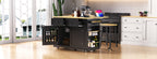 48 inch Kitchen Island with Drop Leaf,Power Outlet,Internal Storage Rack,Rolling Kitchen Storage Cart on 5 Wheels with 5 Open Side Racks,for Kitchen,Black (Old SKU N707P257057B)(Not Include Stools) - Grand Goldman Shop