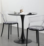 Black Round Table, Modern Dining Table, MDF Top and Steel Base Tulip Round Kitchen Table, Mid Century Coffee Table for Living Room 24 Inch, Kitchen Table, Oval Dining Table - Grand Goldman Shop